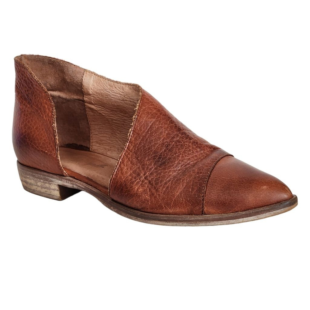 FREE PEOPLE Royale Brown Leather Pointed Toe Flats Size 38 7.5 - Picture 3 of 9